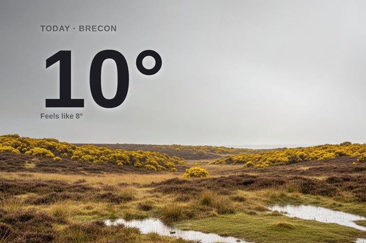 Brecon weather: cloudy Wednesday with rain expected and a high of 10°C