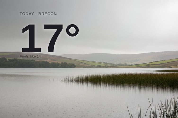 Brecon weather: rainy Friday with rain expected and a high of 17°C