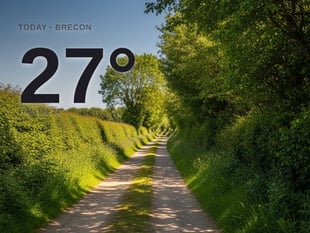 Brecon: sunny day, high of 27°C