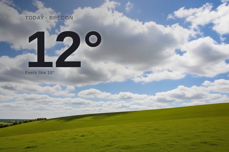 Brecon weather: cloudy Sunday with rain expected and a high of 12°C