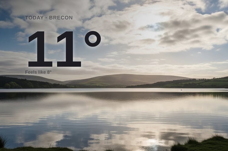 Brecon weather: partly cloudy Sunday with little chance of rain and a high of 11°C