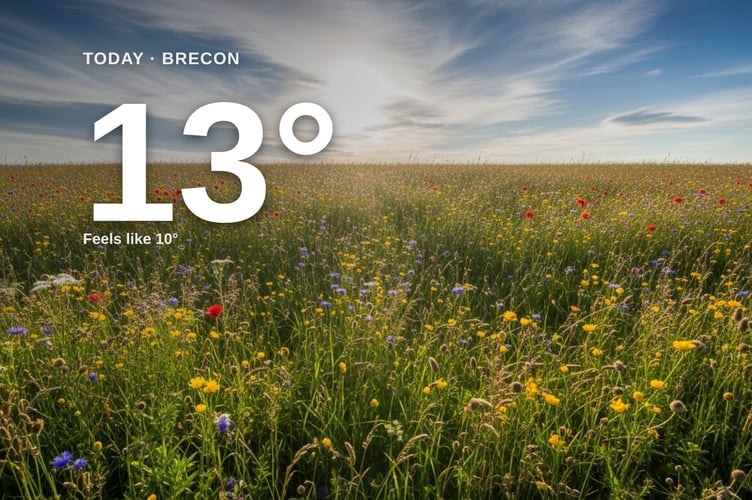 Brecon weather: partly cloudy Friday with little chance of rain and a high of 13°C