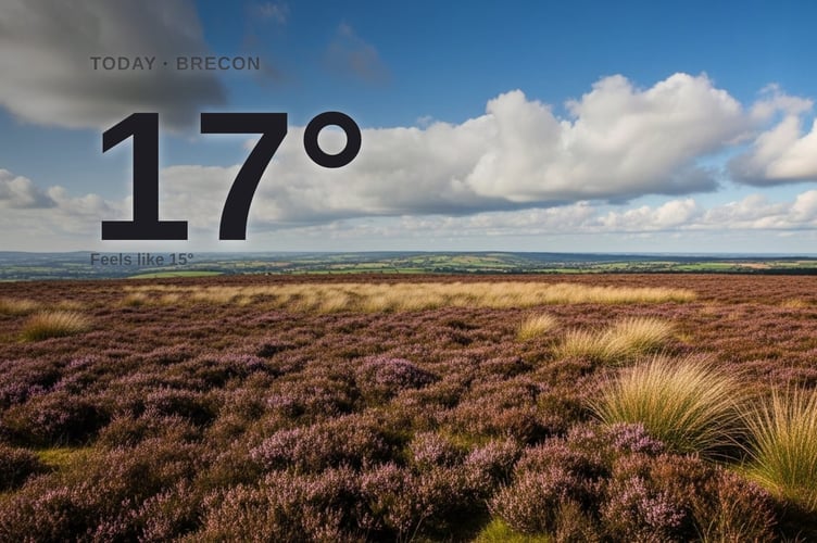 Brecon weather: cloudy Thursday with rain expected and a high of 17°C