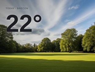 Brecon: partly cloudy day, high of 22°C