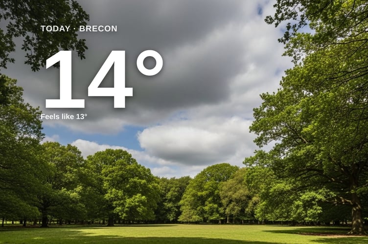 Brecon weather: partly cloudy Friday with little chance of rain and a high of around 14°C